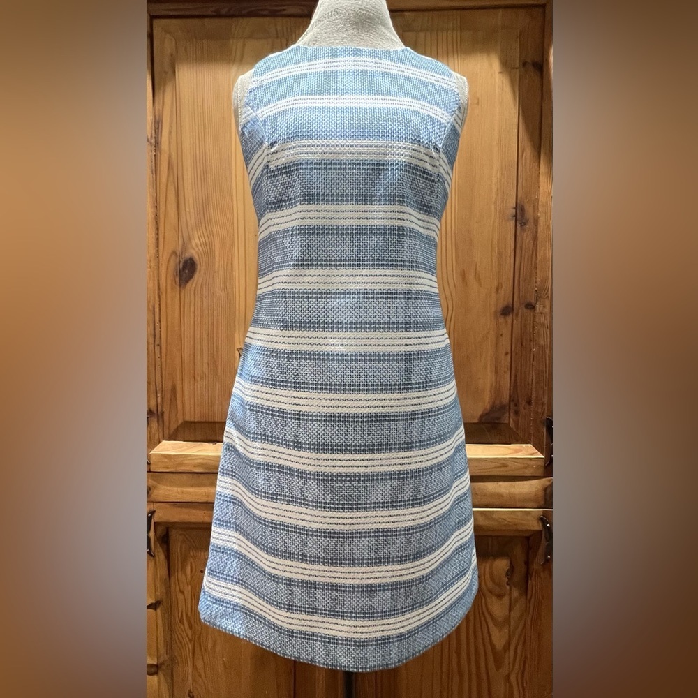 Nwot Tommy Hilfiger Women's Stitch Stripe Shift Dress Size 6 Gold Back Zipper